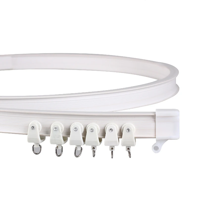 motorized Curved Curtain flexible PVC Tracks Bendable Rod Rail Track Customizable for hospital bay/ balcony Window