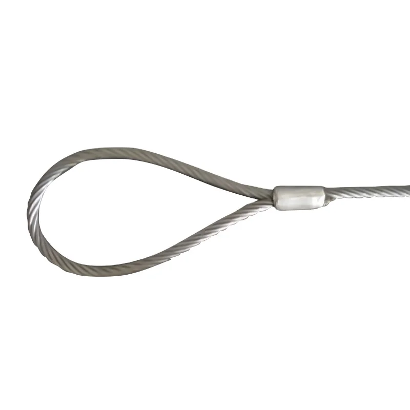 High Strength Pe Coated Galvanized Steel Wire Rope Ferrules Sling With Stainless Eyes Terminal