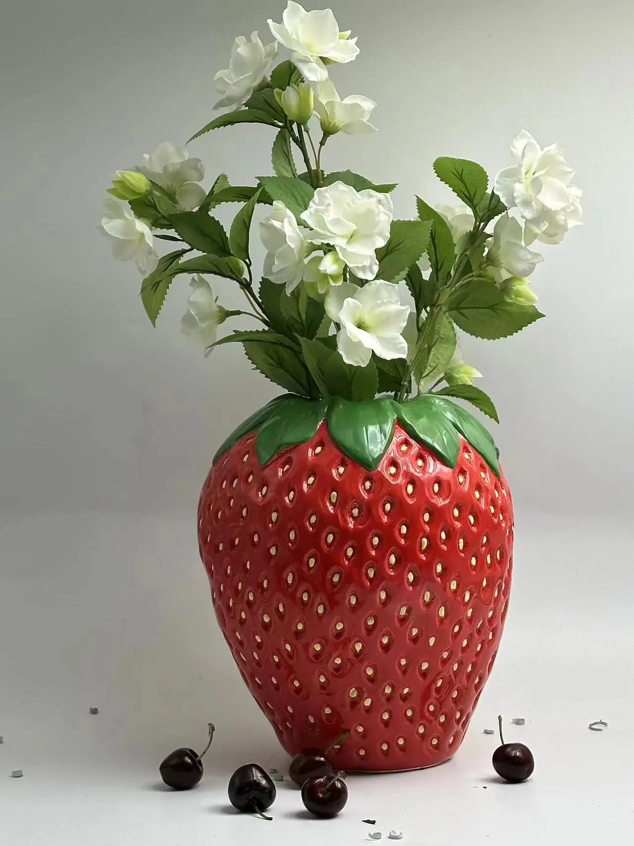 Ceramic Fruit Lemon Strawberry Vase