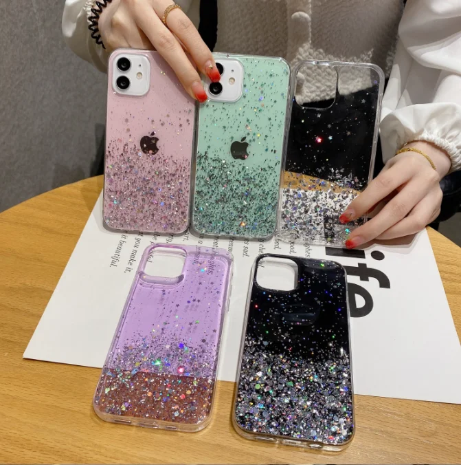 Bling Glitter Phone Case Covers Colorful Mobile Cases Women Girls Cover for iPhone 13 12 11 Pro Max 6G 7PLUS 8 X XS XR SE2020