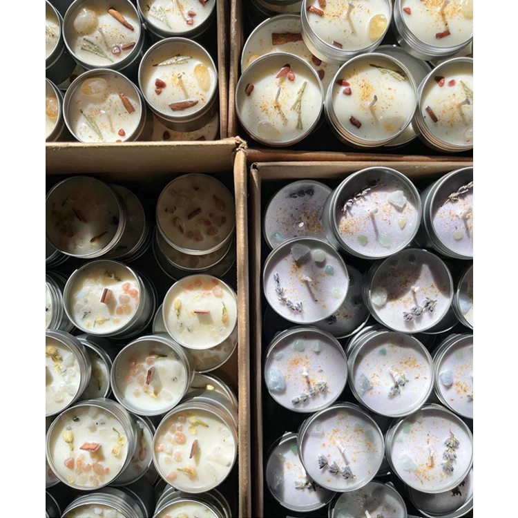 Wholesale factory high quality aromatherapy scented soy wax gemstone crystal candles