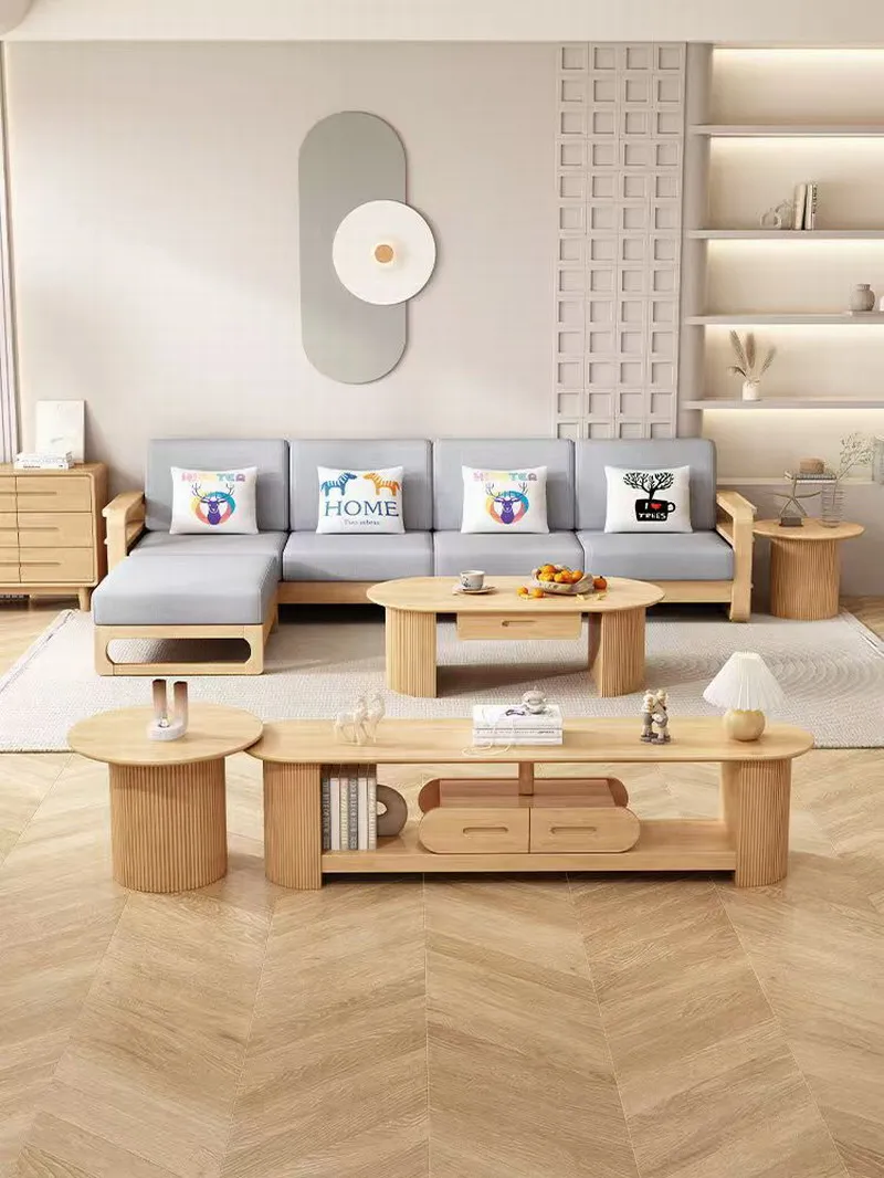 High quality solid walnut oak ash mahogany rubber wooden living room furniture dining room bedroom wood sofa