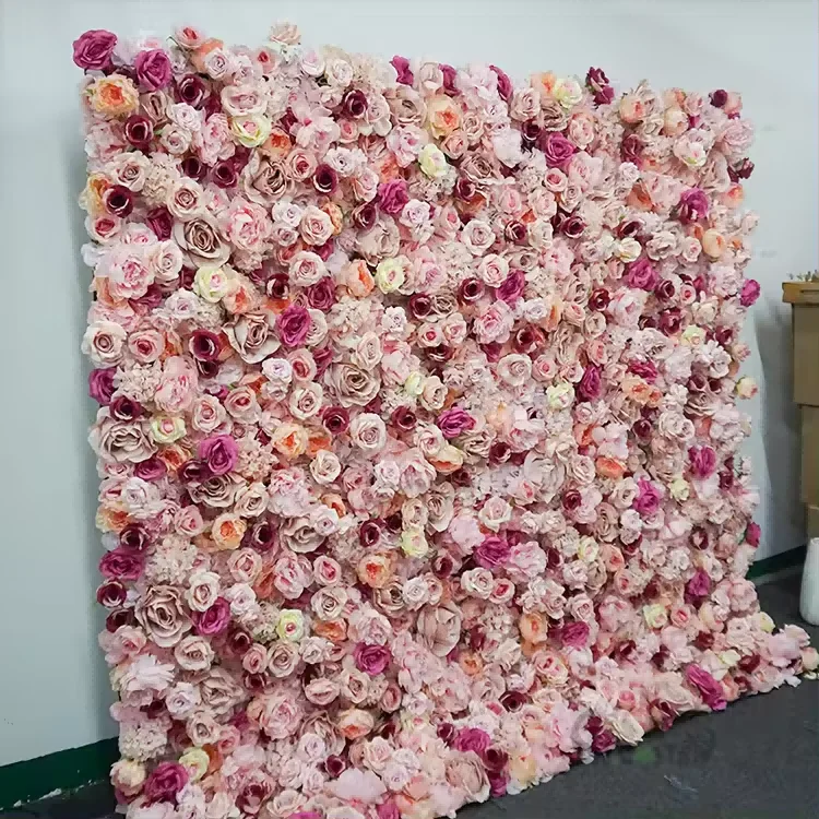 Flower Wall 8Ft*8Ft Flower Panel Wall Rolled 8*8 Cloth Back Flower Wall