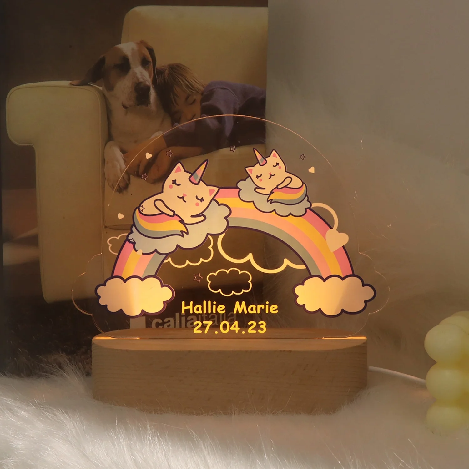 Funny Animals UV Night Light Creative Gift UV Night Lamp USB Wooden Led UV Lights For Kids personalized lamp children