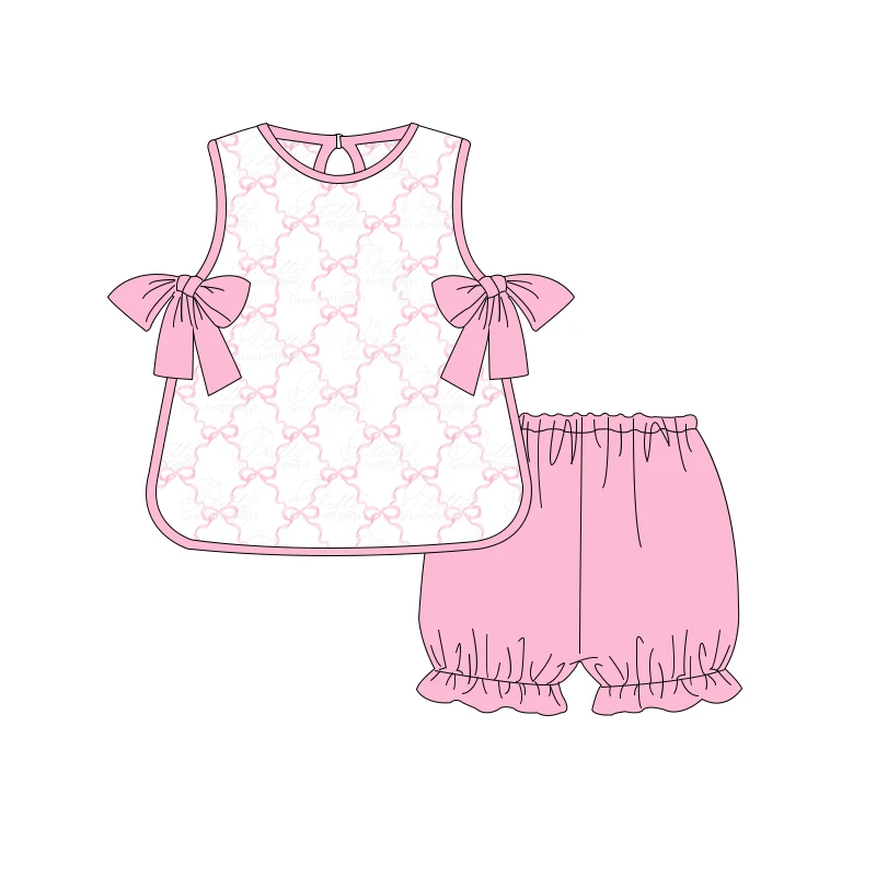 Girls boutique clothing sets cute print design children clothes knit cotton baby outfits wholesale clothes for kids