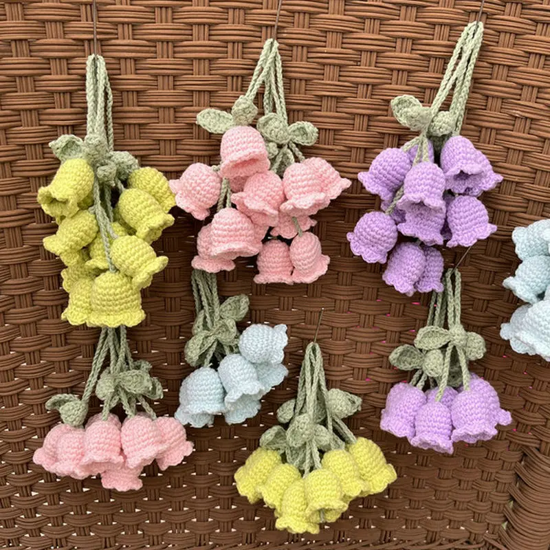 Crochet Lily of The Valley  Crochet Flower Keychain Lily of the Valley Keyring Handmade Keychain Gift for Her