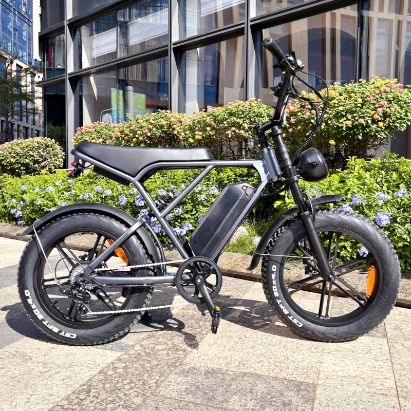 OUXI H9 20-Inch Electric Hybrid Bike With Fat Tire 250W Ebike Fatbike 60km Range & Safe Battery for City Riding