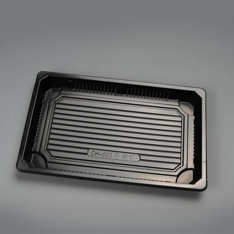 Food Cookie Sushi Container Disposable Plastic Boat Square Sealable Pp Price Black Takeaway Recyclable Plastic Tray