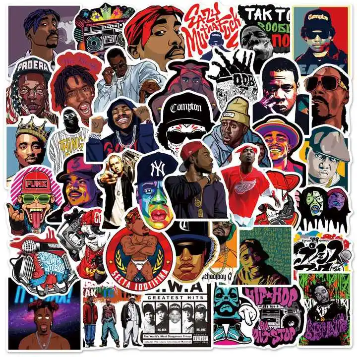 Wholesale 50Pcs Hip Hop Rap Graffiti Decorative Stickers Label For Luggage Laptop Guitar Scrapbook Skateboard Waterproof Sticker
