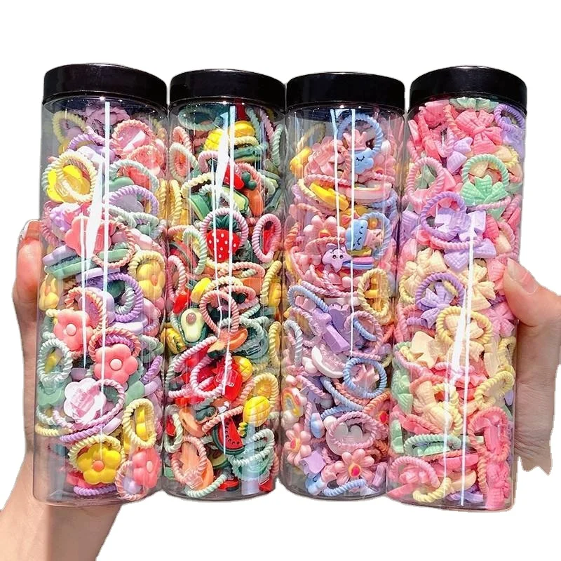 10PCS 2023 Hot Children Cute Candy Color Small Mini Thumb Hair Ties Set Lovely Cartoon Rubber Bands Girls Baby Hair Accessories