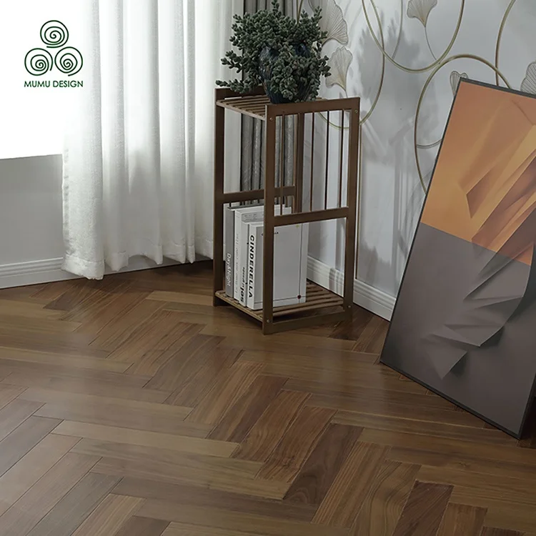 MUMU Chinese Indonesia Versailles Herringbone Parquet Hickory Oak Solid Wood Flooring Plank
