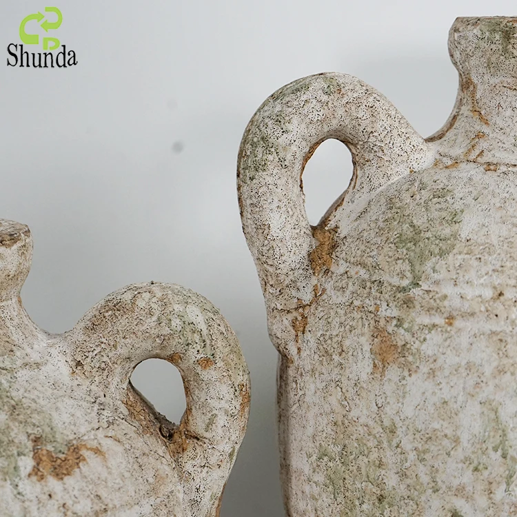 Home garden decoration custom vintage mossy rusty antique terracotta vases luxury flower vase for flower arrangement