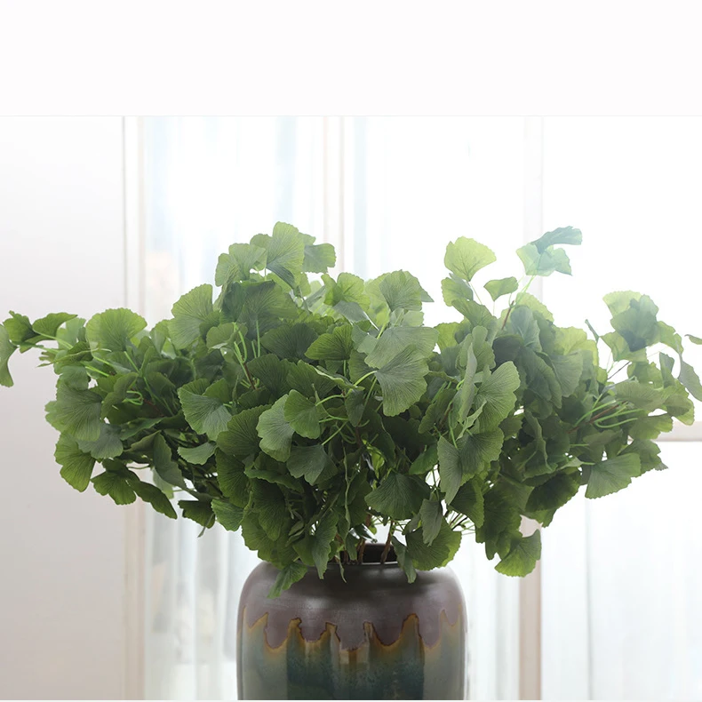 Artificial Ginkgo Biloba Leaves Greenery Stems Plants Farmhouse Home Garden Decor Artificial Faux Ginkgo Leave Branches Decor
