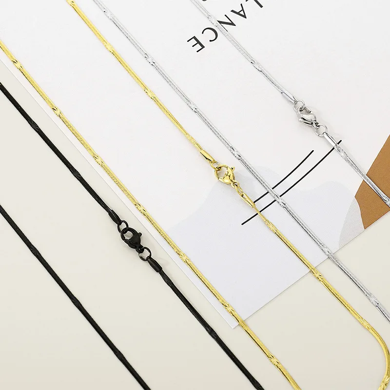 Trendy Fashion 316L Stainless Steel Snake Chain Necklace With Pearl Inspired by Joker 2.2mm Basic Chain With Titanium Main Stone