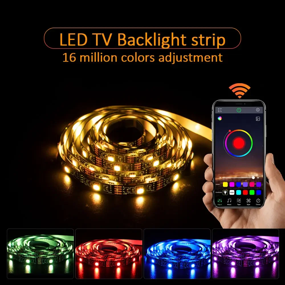 Joystar 1M Waterproof IP65 RGB TV Strip Light IP65 5V USB 5050 30leds/m LED Smart Strip Lights With APP Control