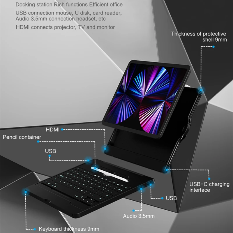  Клавиатура AJIUYU Magic для iPad Pro 11 дюймов 2020 2021 2018 футляр док-станция концентратор USB pro11 планшет с магнитным разделением умный