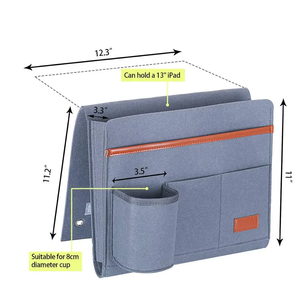 Felt Bedside Caddy Bedside Chair Hanging Storage Organizer for Holding Laptop Magazines