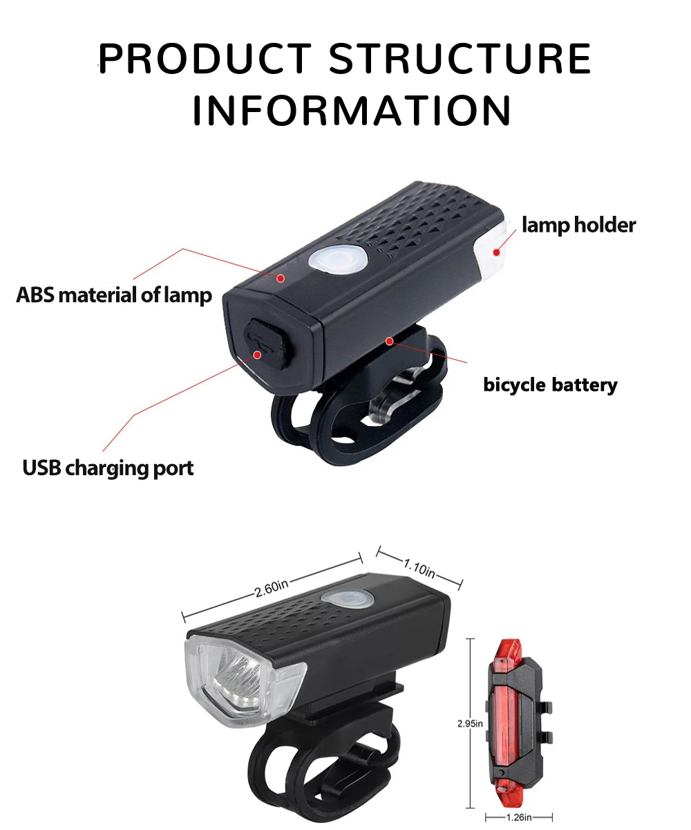 Portable Outdoor Sports Mountain Bike Flashing Para Bicicletas Cycling Front Lamps Rear Led Light Set Bicycle lights Kit