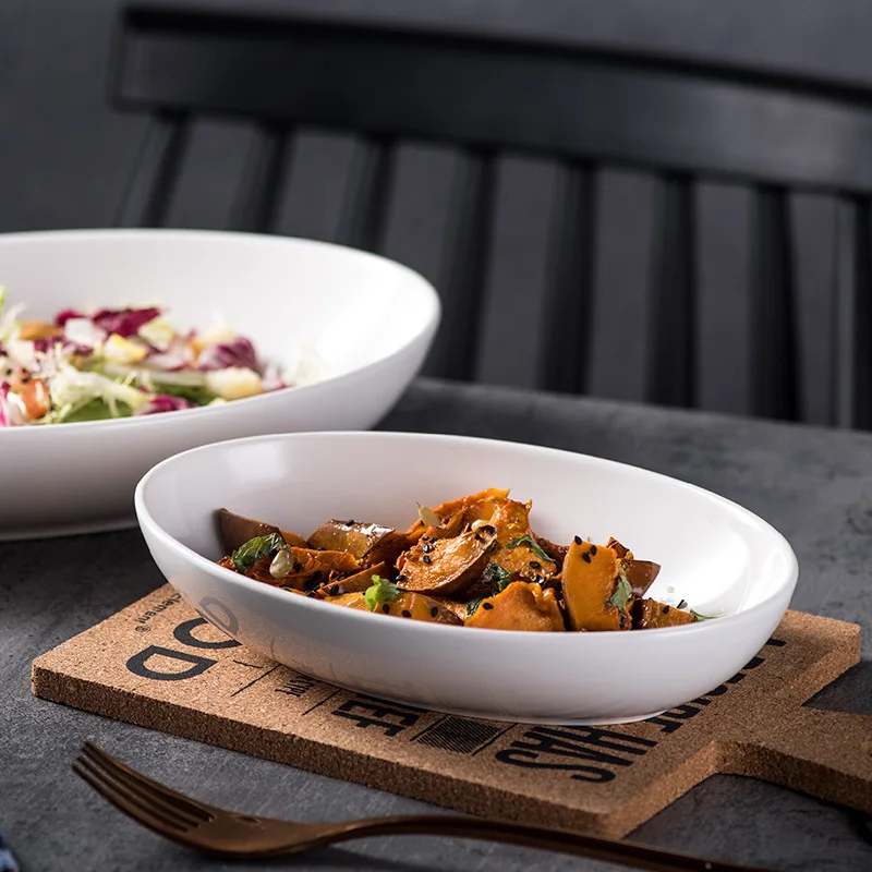 Oval Ceramic Plate  classic Design Restaurant Wedding White porcelain Plate Set elliptical fish Plate