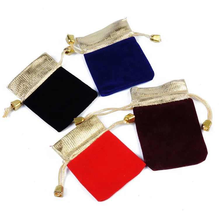 In Stock Wholesale Red Velvet Jewelry Packaging Bag Jewelry Pouch Drawstring Beads Packing Bag