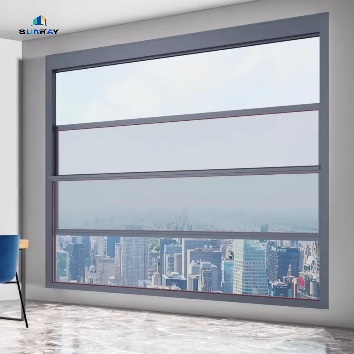 Child safety lock Smart sensor vertical lifting aluminum alloy window automatic balcony floor-to-ceiling balcony windows