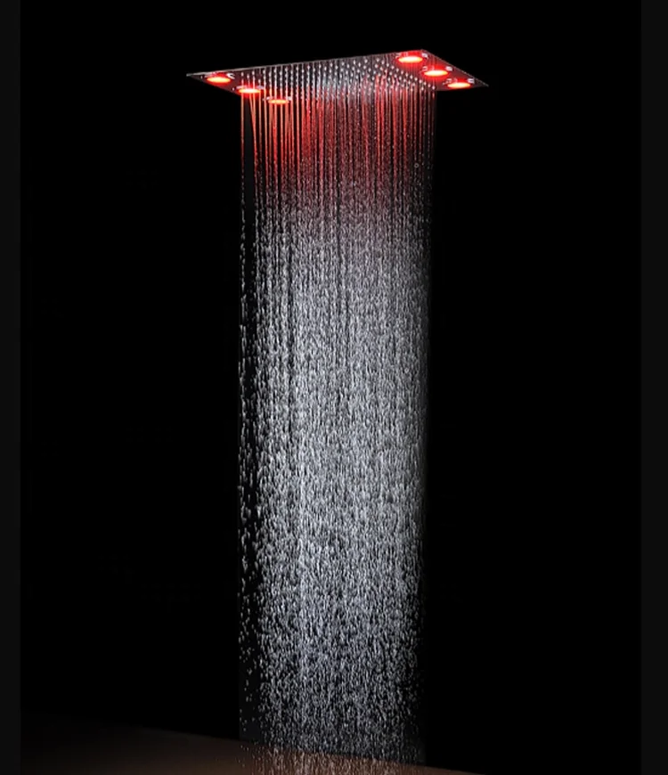 New Style 304 stainless steel rainfall Bath led electric shower head ceiling overhead shower with rainbow light