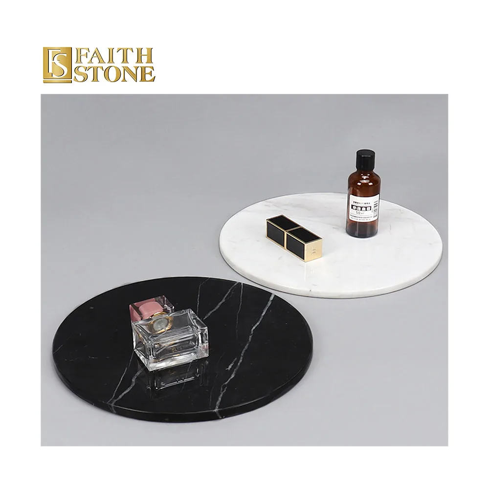Hot Selling Black Marquina round Marble Tray for Decoration Use