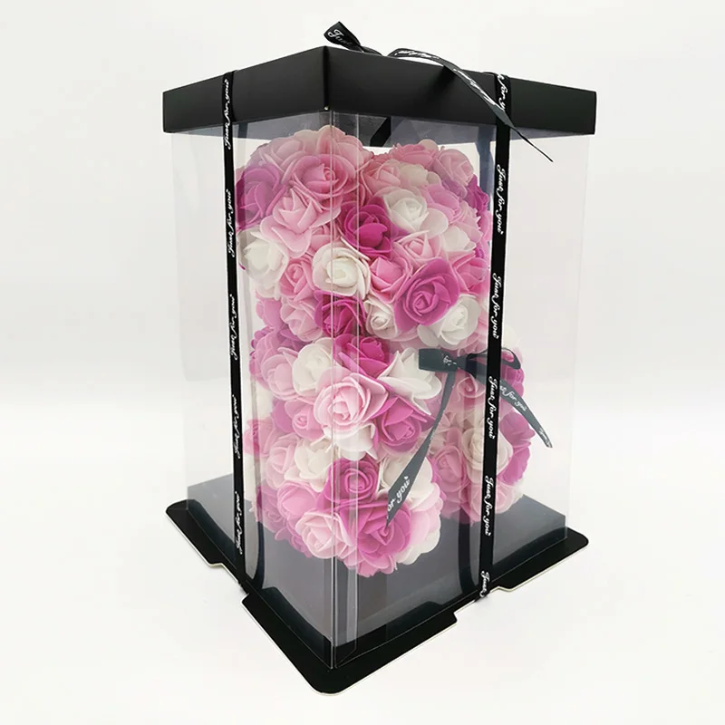 Wholesale Artificial 25cm Foam Teddy Rose Bear Including Gift Box for Valentines Days