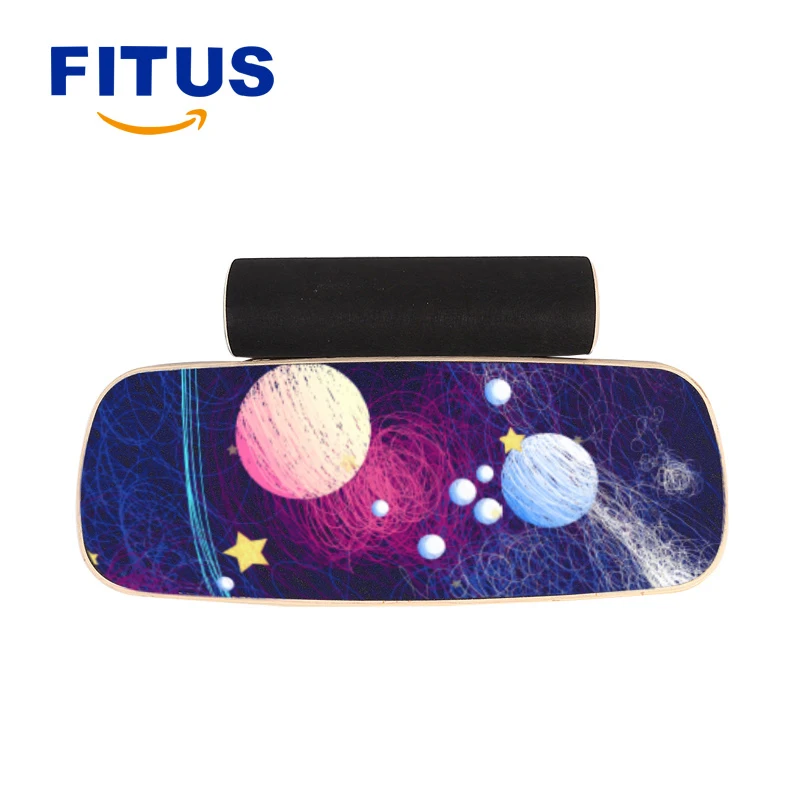FITUS High Quality  Full Printing Balance Board With Cork Roller