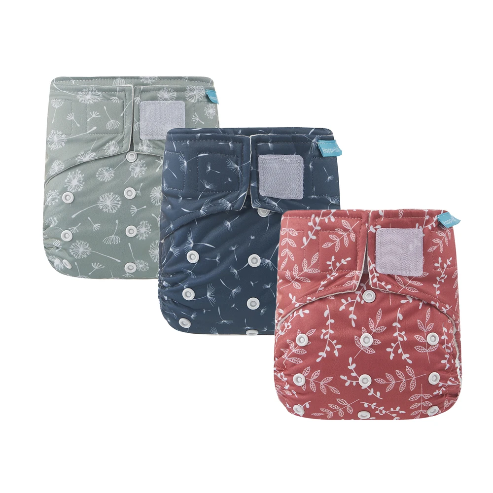 Многоразовые моющиеся тканевые подгузники Happyflute из органического хлопка для