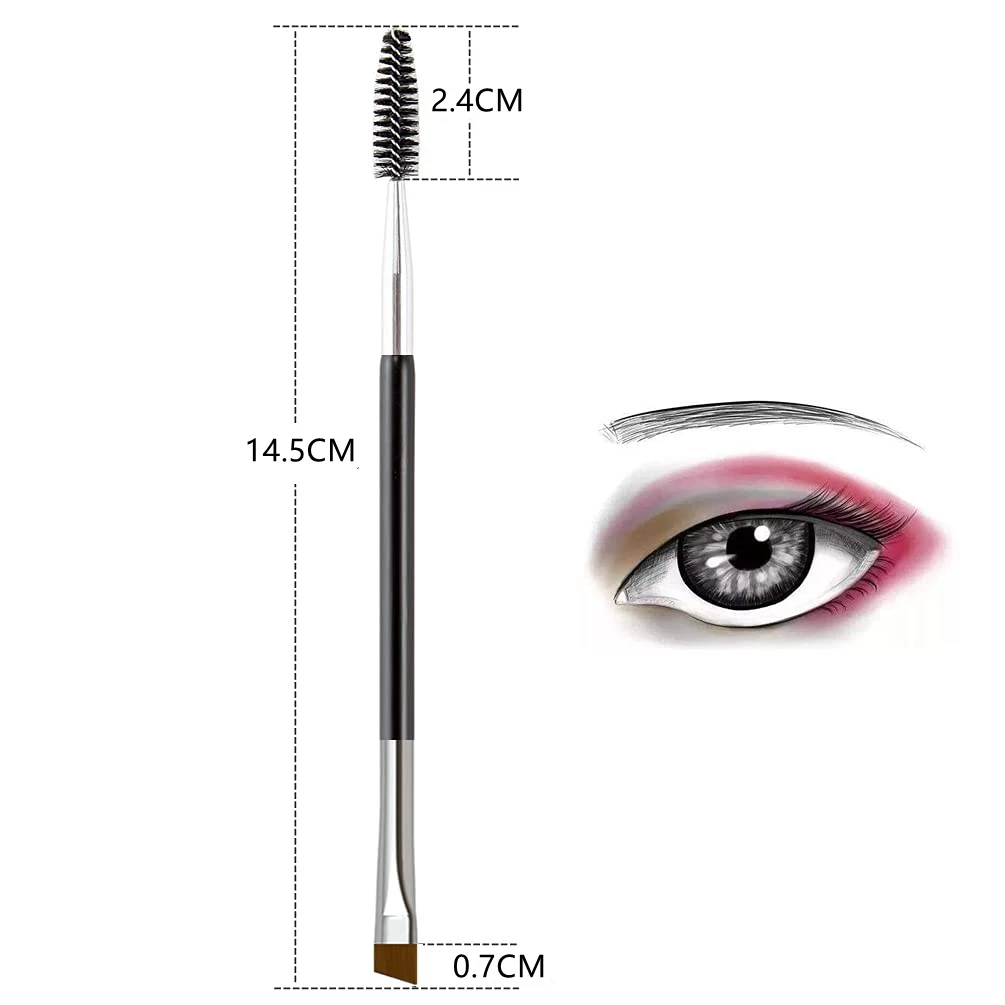 Read To Ship Angled Double-Sided Brow Brush Black  Dual Eyebrow Brush Spoolie Brush