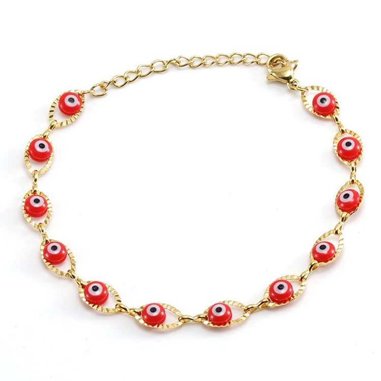 Bohemian Style Gold Plated Lucky Protection Evil Eyes Bracelet Adjustable Gold Silver Plated Blue Red Eye Charm Bracelet