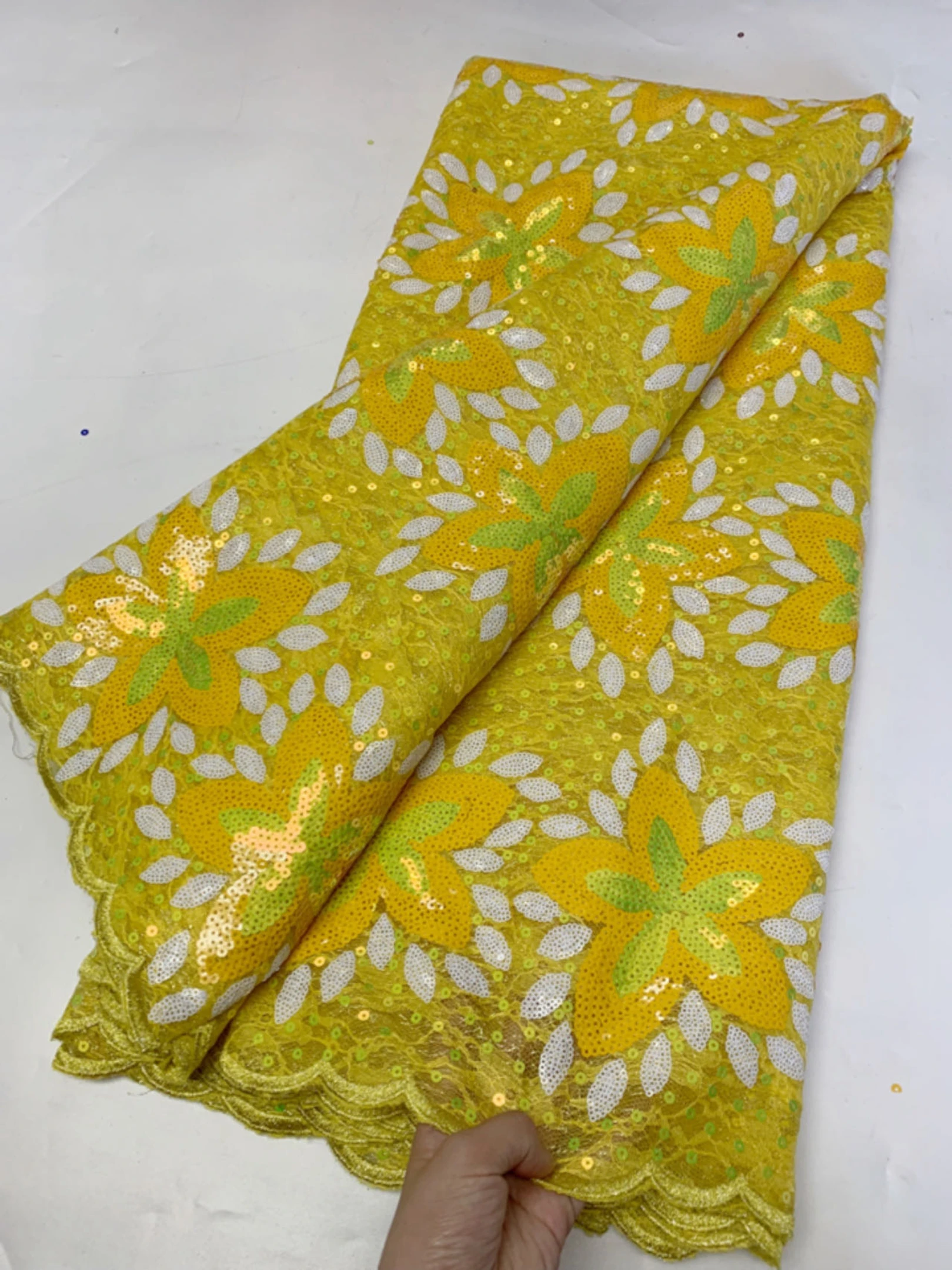 OK6095 Wholesale Price Sequins  Evening Lace Fabric Double  Net Embroidery African Lace Fabric for Women