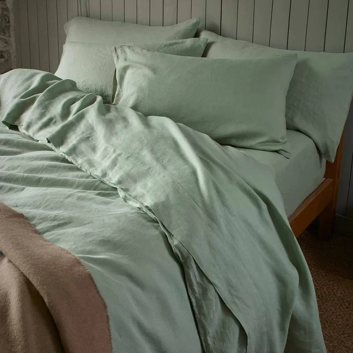 Biodegradable Soft French fabric bed linen sheets wholesale bedding duvet cover set  pure French linen bedding Comforter Set