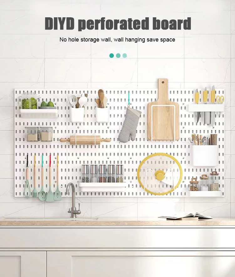 Diy Pegboard Hanging Shelf Storage Hooks No Punching Crafts Organization Kitchen Hole Plate Wall-mounted Tableware Rack