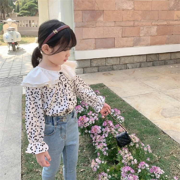 Wholesale Guangzhou factory spring Chiffon girls blouse kids French style shirts