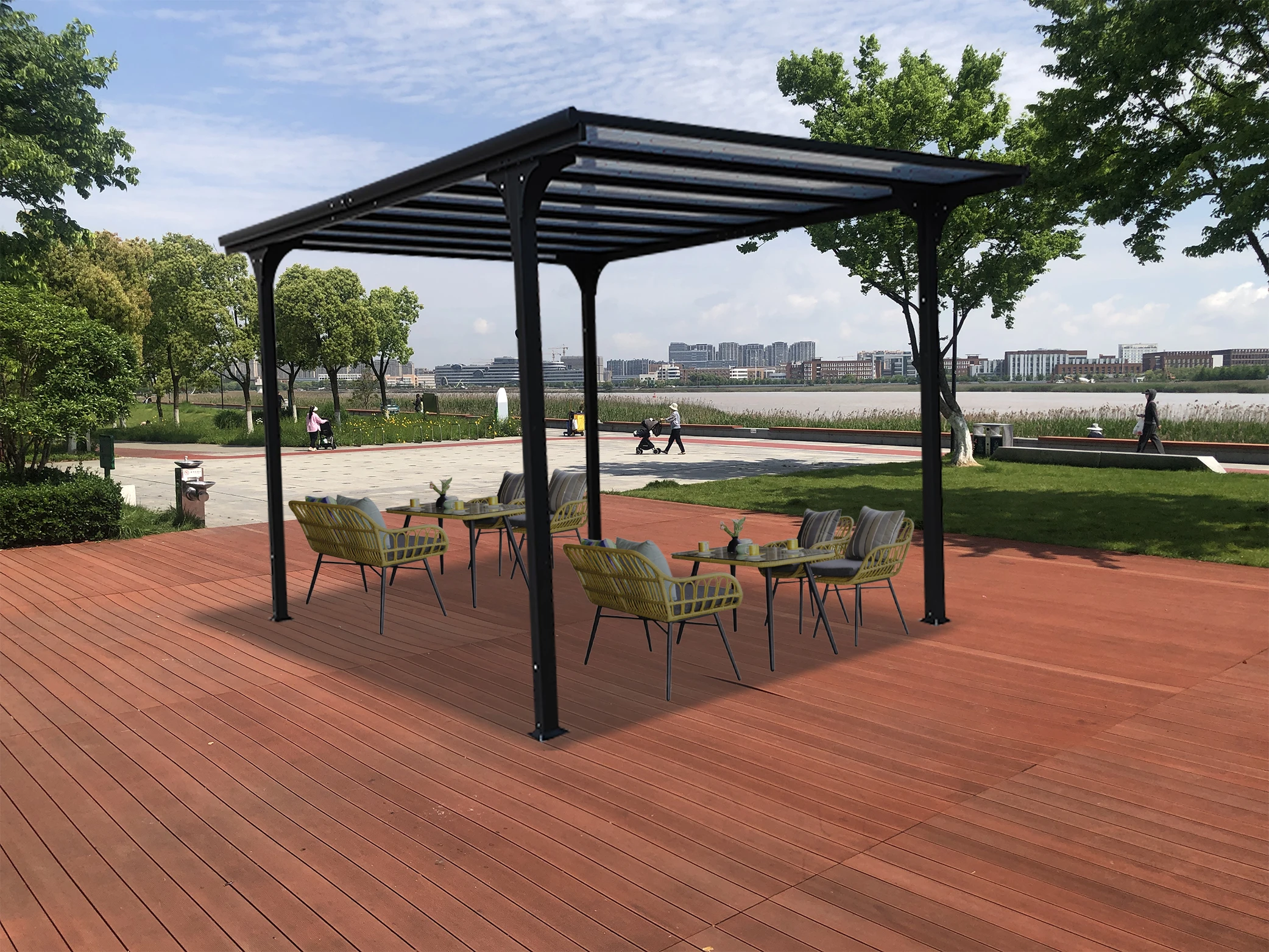 Aluminum Canopy Powder Coated Frame Shade Shelters Carport With Polycarbonate Roof Waterproof and Sunshade Aluminum Carport