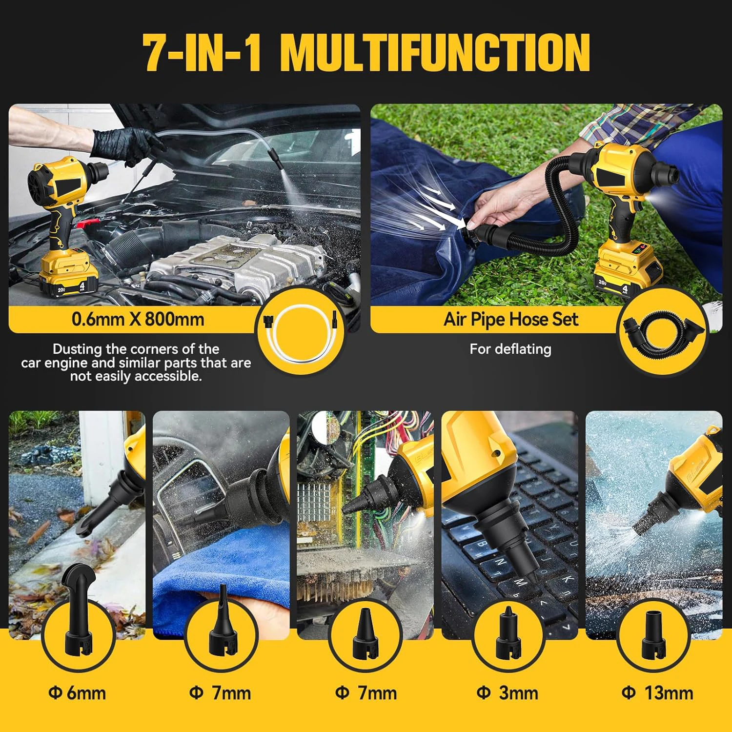 Cordless Dust Blower for Dewalt 20V Battery, Leaf Blower Brushless Handheld Blower Sawdust Blower 447 MPH/39 CFM