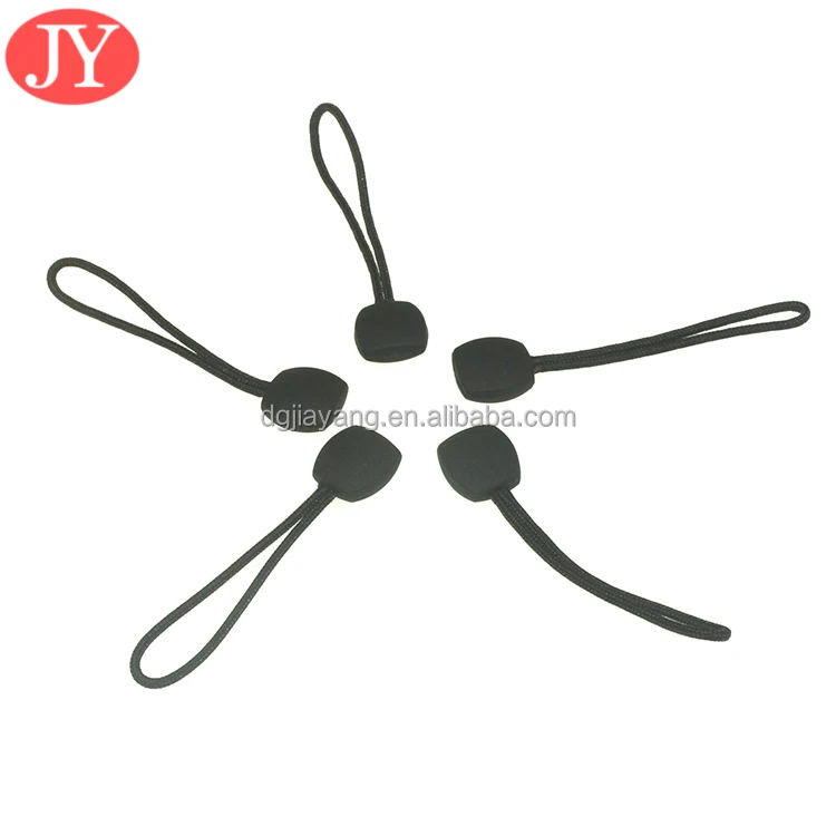 custom new design nice price rubber zipper puller custom jacket pvc zipper drawstring puller slider zipper for handbag hardware