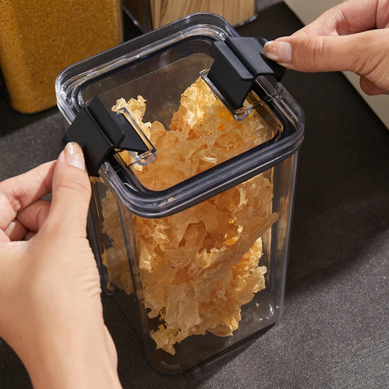 Rmier 5-Piece Clear Plastic PP Multifunction Kitchen Food Storage Box Set Square Airtight Grain Storage Containers Stackable