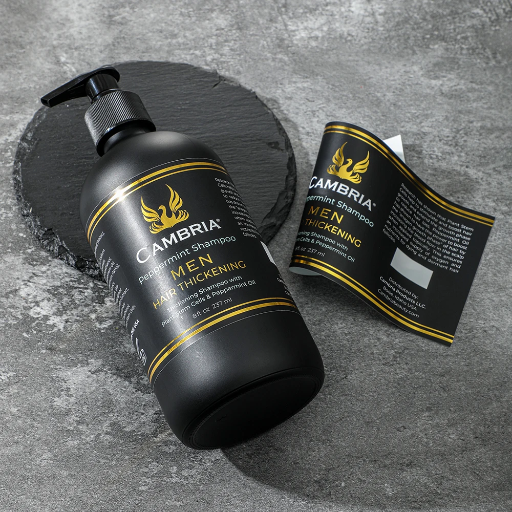 Custom logo printed cosmetic bottle label adhesive waterproof paper stickers for packaging