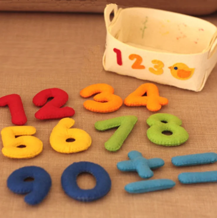 Diy handmade basket children english letters and numbers color toy felt storage basket