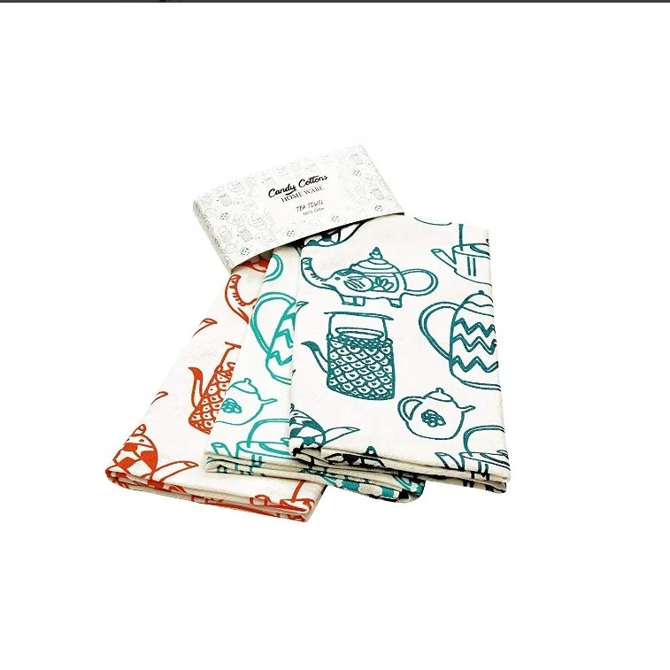 Meita Home Natural cotton standard size sublimation printed wholesale cotton canvas duck fabric set of 3 kitchen tea towels