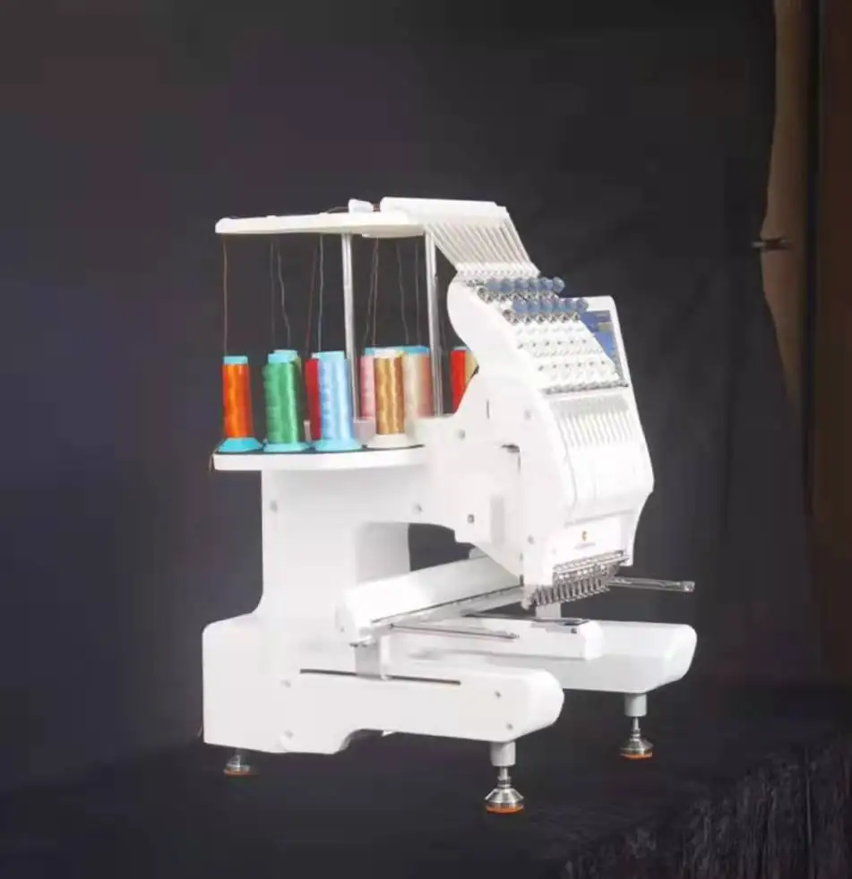 Mini computerized automatic color change single head cheap embroidery machine for  hat t shirt