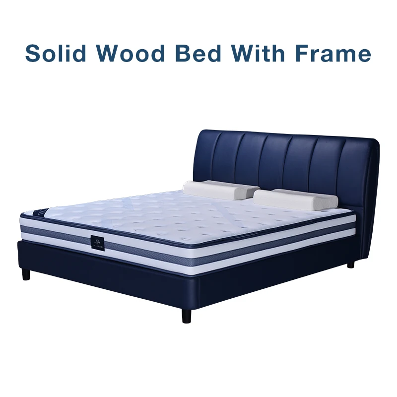 AIDI OEM/ODM European Luxury Modern Bedroom Furniture Letto Bett Tufted Soft King Size Double Wood Genuine Leather Bed Frame