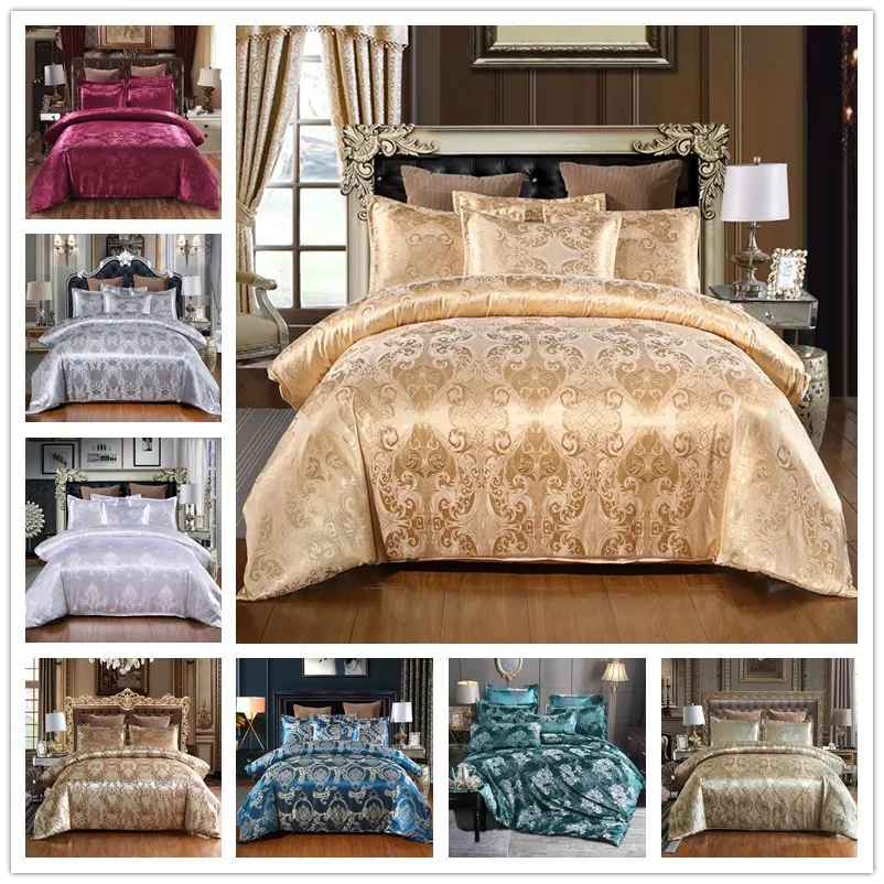 2Pcs/3PcsLuxury Satin Jacquard 100% Cotton Bedding Sheet Set For All Seasons Comforter Bedding Set