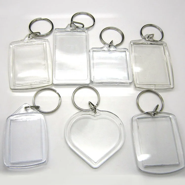 Wholesale hotel keychain Blank Clear epoxy acrylic plastic rectangle circle photo frame key chain