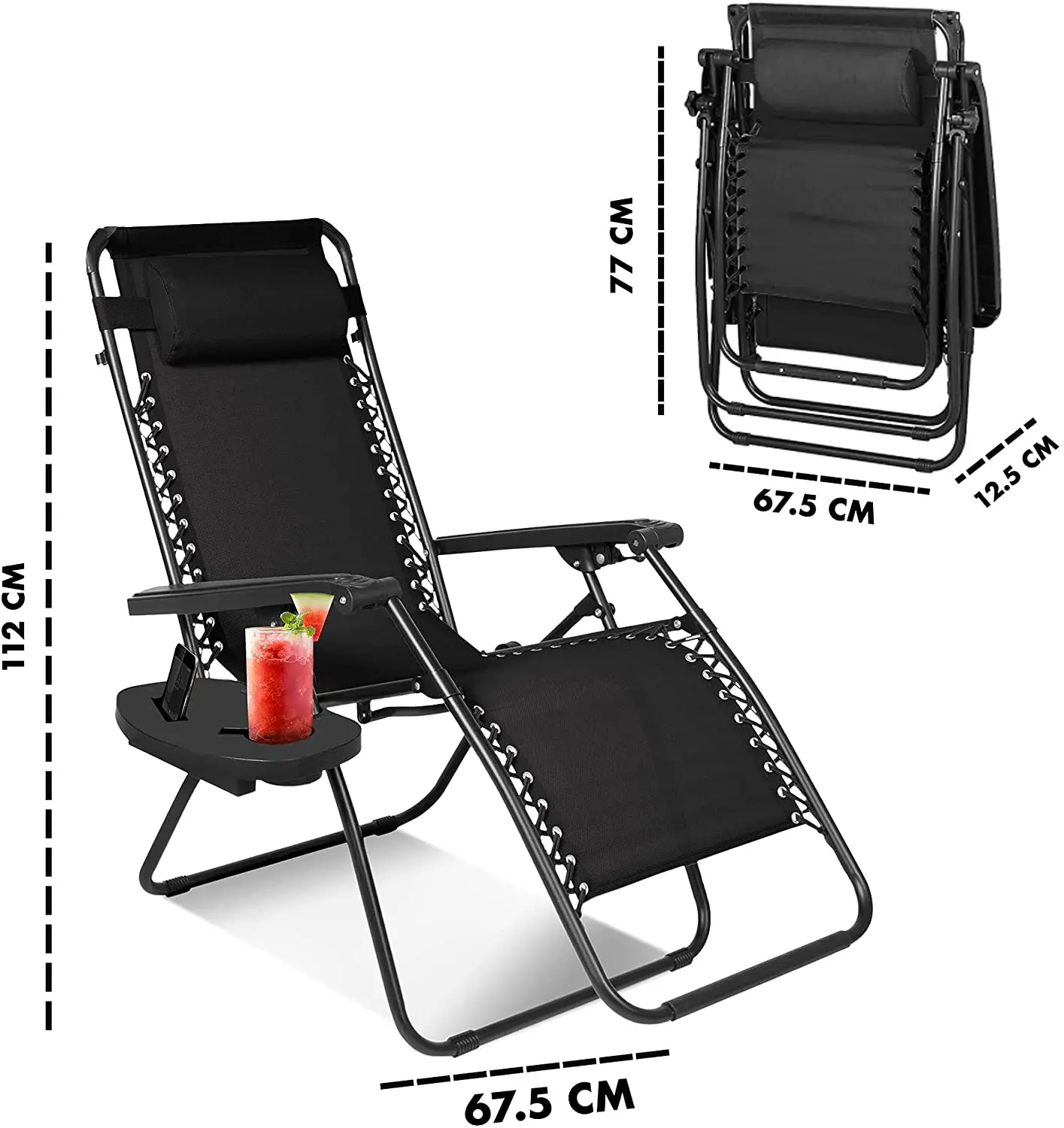 Lightweight Portable Steel Zero Gravity Folding Outdoor Reclining Chair