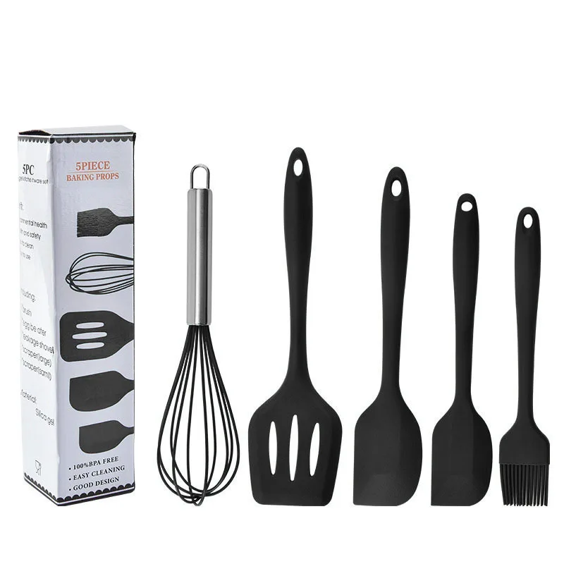 2023 Amazon Hot 5 Piece BPA Free Non-Stick Heat Resistant Premium Kitchen Silicone Spatula Set for Cooking Baking and Mixing