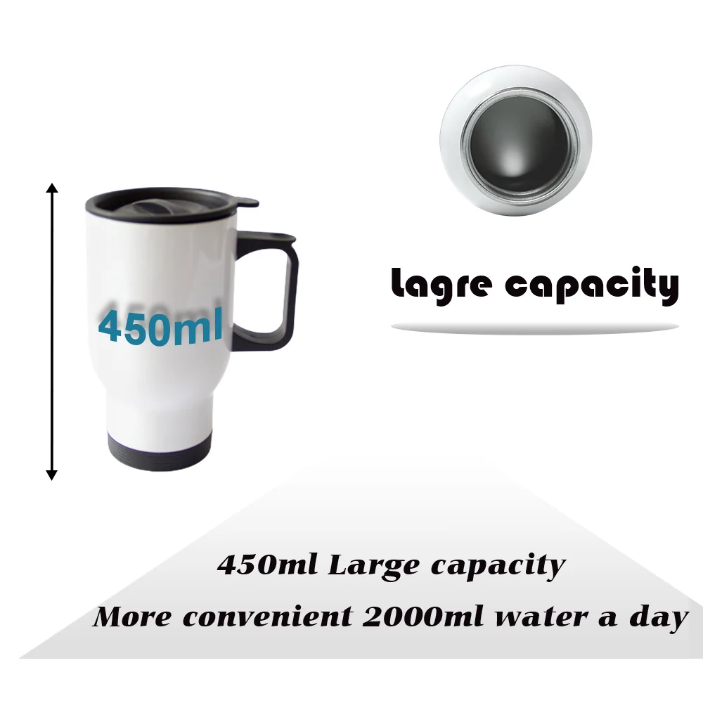 MR.R Sublimation Blanks White Stainless Steel Travel Car Mug Bottle 450ml for Heat Press Printing